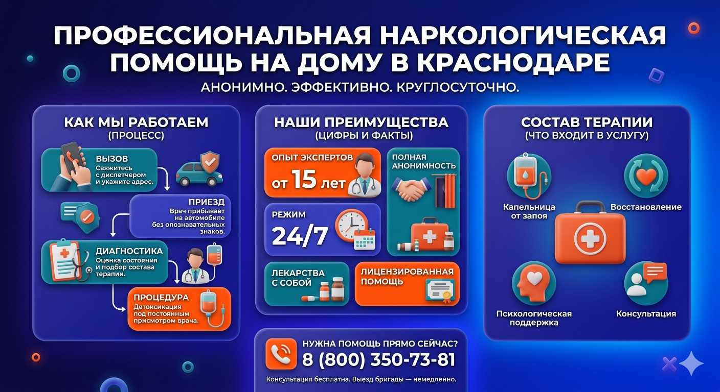 Инфографика о принципах лечения алкоголизма на дому в Нариманове: этапы вызова нарколога, преимущества анонимной детоксикации и состав медицинской помощи.